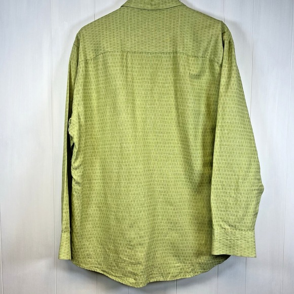 Robert Barakett Mens Shirt Size XL Linen Blend Chartreuse Casual Vacation - Picture 5 of 9